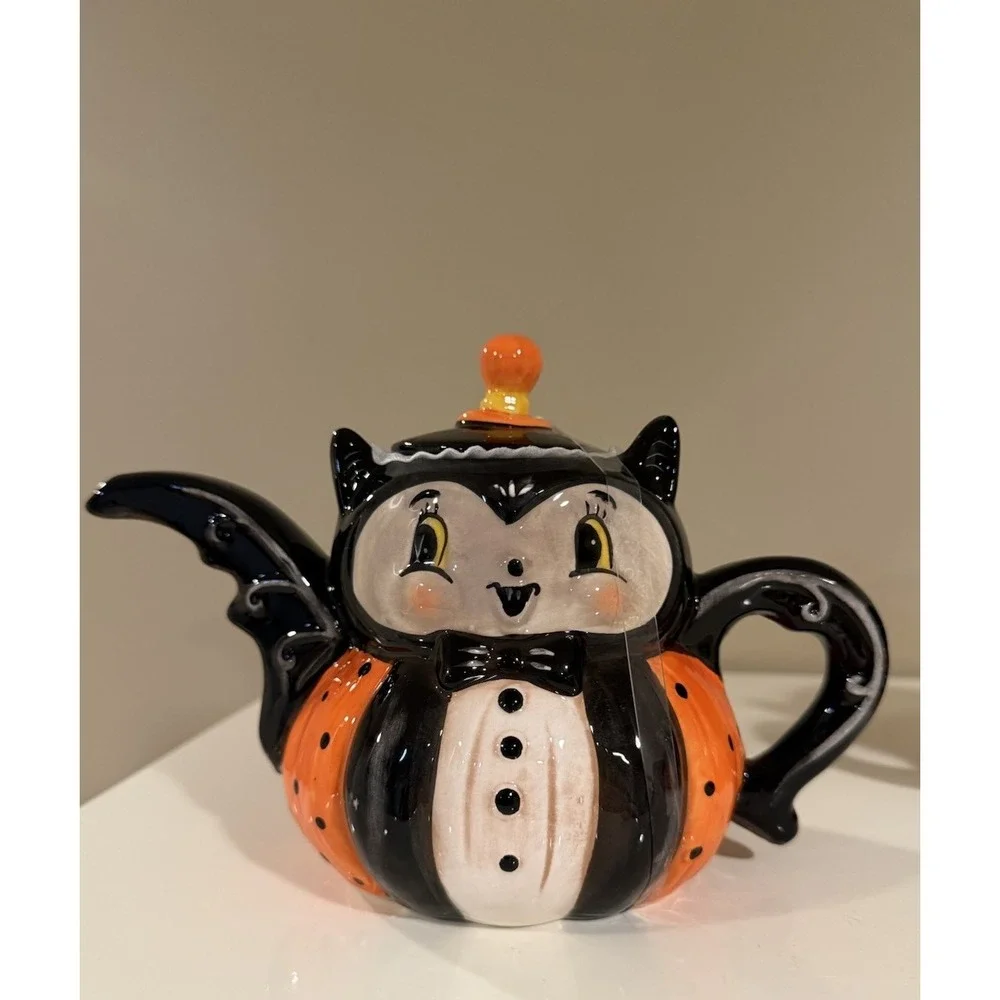 Johanna Parker Bat Tea Set - Tea Pot, Mugs & Sugar Bowl - Halloween Decor